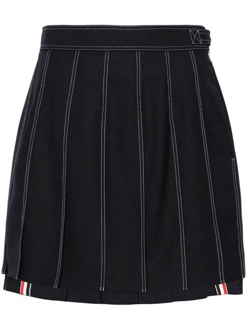 Navy blue wool high-waisted skirt Thom Browne | FGC402N00473415